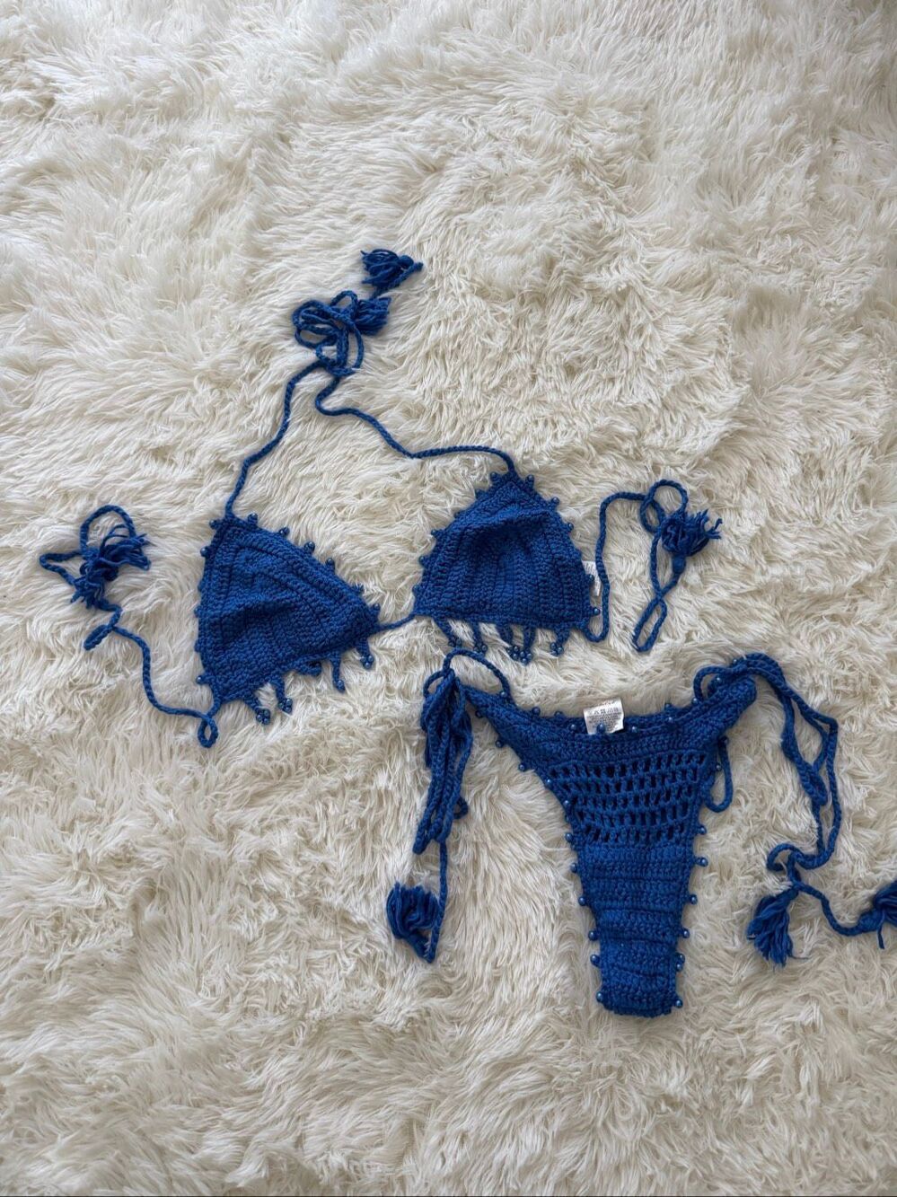 Mars the Label blue knit bikini set size XS